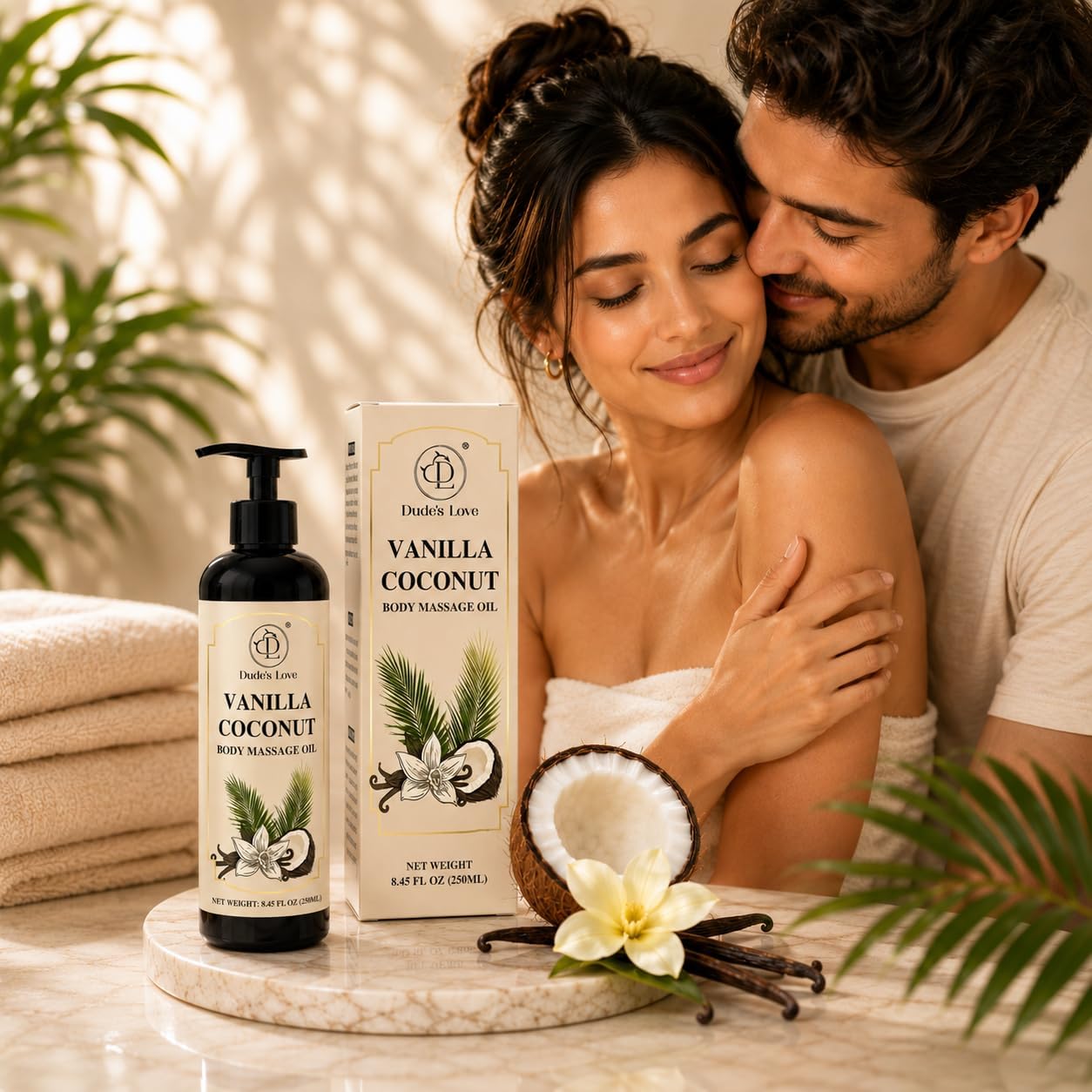 Vanilla Coconut Body Massage Oil | with Vitamin E & Jojoba Oil | Deep Hydration for Dry Skin | Non-Greasy, Fast-Absorbing Formula | 8.45 fl oz (250ml) - Image 2